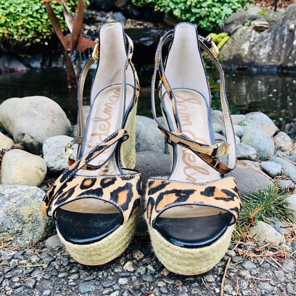 Sam Edelman like new leopard mohair wedges